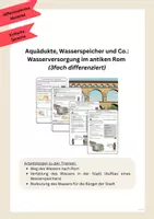 Vorschau - Arbeitsblätter - Aquädukte, Wasserspeicher und Co.: Wasserversorgung im antiken Rom (3fach differenziert) - Deckblatt