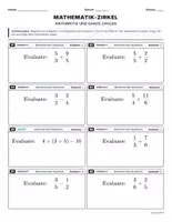 Vorschau - Arbeitsblätter - Mathe-Zirkel: Bruchrechnung (Ungleichnamige Brüche) Interaktives Arbeitsblatt mit Selbstkontrolle - Deckblatt