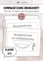 Vorschau - Arbeitsblätter - Übungsheft Kommasetzung Kommaregeln (Klasse 3/4) - Deckblatt