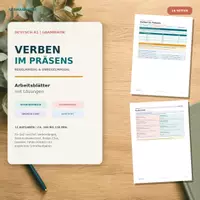 Vorschau - Arbeitsblätter - Deutsch A1: Verben im Präsens | Regelmäßige und unregelmäßige Verben - Deckblatt
