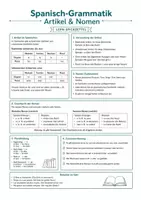 Vorschau - Arbeitsblätter - Artikel und Nomen – Spickzettel Spanisch (Übersicht Grammatik) - Deckblatt