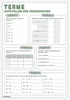 Vorschau - Arbeitsblätter - Terme (Terme aufstellen, einsetzen und vereinfachen) - Deckblatt