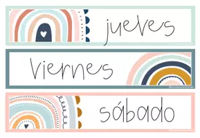 Vista previa - Decoración del aula - DAYS OF THE WEEK - Colección Rainbow & Dots (ENG, ESP, CAT) - página 3