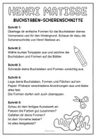 Vorschau - Arbeitsblätter - Namen Scherenschnitte nach Matisse - Kunst zum Schulstart - Seite 1