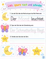 Vorschau - Arbeitsblätter - Lesen, Nachspuren & Schreiben – Einfache Sätze | Vorschule, 1. & 2. Klasse | Frühling. - Deckblatt