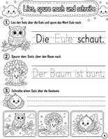 Vorschau - Arbeitsblätter - Herbst - Lesen, Nachspuren & Schreiben – Einfache Sätze zum Ausmalen | Vorschule, 1. & 2. Klasse - Seite 3