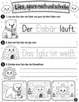 Vorschau - Arbeitsblätter - Winter - Lesen, Nachspuren & Schreiben – Einfache Sätze zum Ausmalen | Vorschule, 1. & 2. Klasse - Seite 3