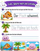 Vorschau - Arbeitsblätter - Sommer – Lesen, Nachspuren & Schreiben | Einfache Sätze für die 1. & 2. Klasse - Seite 2