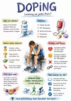 Vorschau - Arbeitsblätter - Lernplakat + AB mit Fragen zum Thema "Doping" + Lösungsblatt + Mindmap + Infografik - Deckblatt