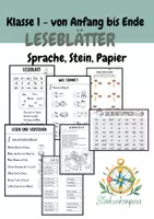 Vorschau - Arbeitsblätter - Leseblätter, Hausübungen, Arbeitsblätter zum Lesen - Sprache Stein Papier 1 - Deckblatt