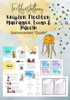 Vorschau - Arbeitsblätter - Stationsarbeit Qualle - Knüpfen, Häkeln, Looms, Makramee, Flechten - Deckblatt