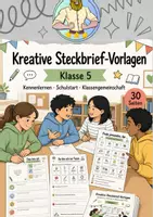 Vorschau - Mal- und Bastelvorlagen - Kennenlernen & Schulstart Klasse 5 | Steckbriefe - Deckblatt
