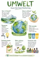 Vorschau - Arbeitsblätter - Lernposter + Arbeitsblatt "Umwelt" + Onlineübung & MP3 + Infografik - Deckblatt
