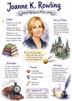 Vorschau - Arbeitsblätter - Lernposter + Arbeitsblätter zum Thema "Joanne K. Rowling" + Lösung & MP3 + Mindmap + Infografik - Deckblatt