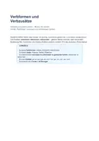 Vorschau - Unterrichtsreihen - Verbformen und Verbzusätze – Infinitiv, Partizipien, trennbare - Deckblatt