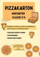 Vorschau - Arbeitsblätter - Pizzakarton Deutsch Wortarten Klasse 5/6 - Deckblatt
