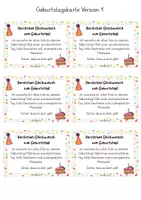 Vorschau - Bildkarten - Geburtstagskarten zum Verteilen (Klasse 1-6) - Seite 1