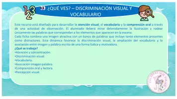 Vista previa - Hojas de trabajo - 👀 ¿QUÉ VES? – DISCRIMINACIÓN VISUAL Y VOCABULARIO - página 1