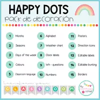 Vista previa - Decoración del aula - HAPPY DOTS - Pack de decoración en INGLÉS - página 1