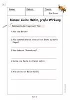 Vorschau - Arbeitsblätter - Die Biene: Lesetext und Leseverstehenaufgaben - Seite 1
