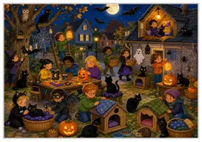 Vorschau - Arbeitsblätter - Nachttiere Wimmelbild DaZ/DaF Lernheft - Seite 1