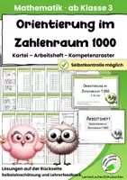 Vorschau - Anderer Materialtyp - Orientierung im Zahlenraum 1000 – Kartei, Arbeitsheft & Kompetenzraster | Mathematik 3. Klasse - Deckblatt