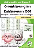 Vorschau - Spiele - Zahlenraum 1000 spielerisch üben – Lernspiele für Mathematik | Klasse 3 - Deckblatt