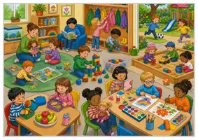 Vorschau - Arbeitsblätter - Kindergarten Wimmelbild DaZ/DaF Lernheft - Seite 1