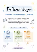 Vorschau - Arbeitsblätter - Reflexionsbogen bei Regelverstößen | Verantwortung übernehmen & Lösungen finden - Deckblatt