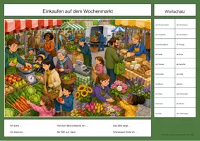 Vorschau - Arbeitsblätter - Wochenmarkt Wimmelbild DaZ/DaF Lernheft - Seite 2