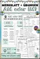 Vorschau - Arbeitsblätter - DaZ - Merkblatt und Übungen "AM oder IM?" Kalender und Zeit - DaZ / DaF / Deutsch - Deckblatt
