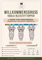 Vorschau - Mal- und Bastelvorlagen - Koala-Bleistifttopper | 3 Willkommensgrüße für Schulstart, Ferien & Geburtstag - Deckblatt