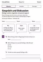 Vorschau - Arbeitsblätter - Gespräch und Diskussion Basisscreening Klasse 5–6 - Deckblatt