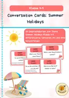 Vorschau - Aufgabenkarten - Summer Holidays - Conversation Cards Klasse 4/5 - Deckblatt