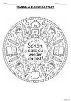 Vorschau - Mal- und Bastelvorlagen - Mandala zum Schulstart - Klasse 1-6 FREEBIE - Seite 1