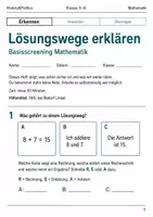 Vorschau - Arbeitsblätter - Lösungswege erklären Basisscreening Klasse 5–6 - Deckblatt
