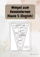 Vorschau - Mal- und Bastelvorlagen - Wimpel | Flag Klasse 5 Englisch zum Kennenlernen, Start neues Schuljahr - Deckblatt