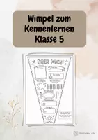 Vorschau - Mal- und Bastelvorlagen - Wimpel zum Kennenlernen im neuen Schuljahr | Klassenleitung Klasse 5 - Deckblatt