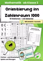 Vorschau - Anderer Materialtyp - Zahlenraum 1000 – 10 Lernstationen zum Üben & Festigen | Mathematik 3. Klasse - Deckblatt