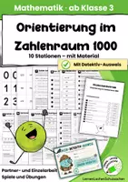 Vorschau - Anderer Materialtyp - Zahlenraum 1000 – 10 Lernstationen zum Üben & Festigen | Mathematik 3. Klasse - Seite 1