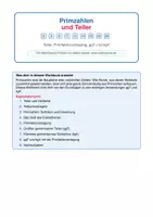 Vorschau - Arbeitsblätter - Primzahlen, Teiler & Co. - Deckblatt