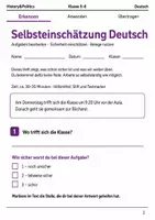 Vorschau - Arbeitsblätter - Selbsteinschätzung Deutsch Basisscreening Klasse 5–6 - Deckblatt