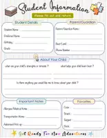 Aperçu - Fiches - Student Information Form | Back to School Student Profile - Page 1