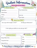 Aperçu - Fiches - Student Information Form | Back to School Student Profile - Page 2
