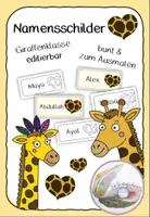 Vorschau - Anderer Materialtyp - Namensschilder Giraffenklasse Schulstart editierbar - Deckblatt