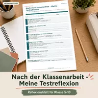 Vorschau - Arbeitsblätter - Nach der Klassenarbeit – Meine Testreflexion - Deckblatt