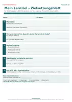 Vorschau - Arbeitsblätter - Mein Lernziel – Zielsetzungsblatt | Reflexionsblatt - Seite 1