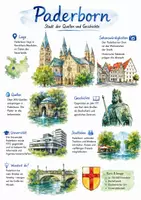 Vorschau - Arbeitsblätter - Lernposter + AB mit Fragen zum Thema "Paderborn" + Lösungsblatt + Mindmap + Infografik - Deckblatt