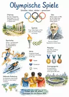 Vorschau - Arbeitsblätter - Lernposter + AB mit Fragen zum Thema "Olympische Spiele" + Lösungsblatt + Mindmap + Infografik - Deckblatt