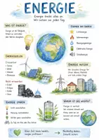 Vorschau - Arbeitsblätter - Lernposter + Arbeitsblätter zum Thema "Energie" + Lösung & MP3 + Mindmap + Infografik - Deckblatt